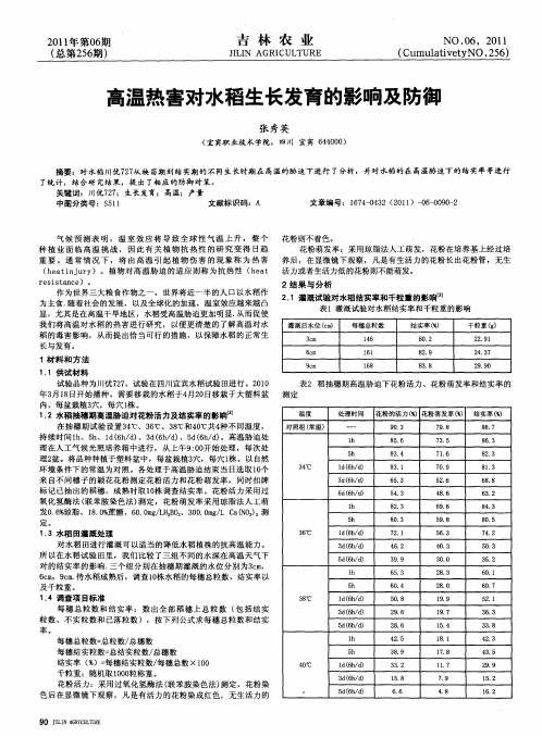 高温热害对水稻生长发育的影响及防御