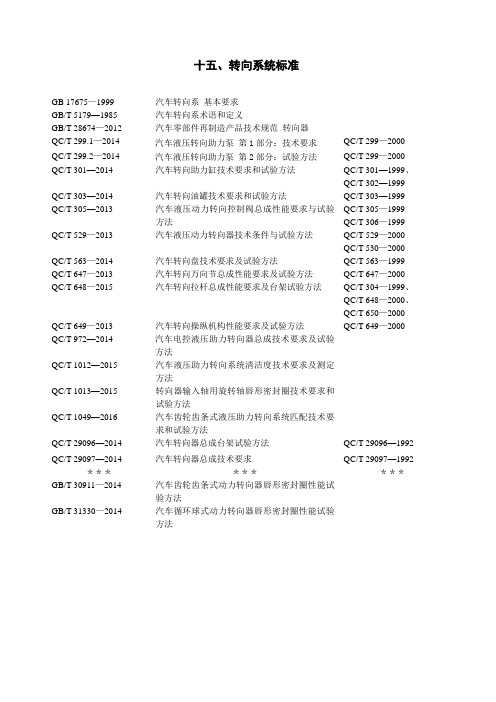 十五、转向系统标准