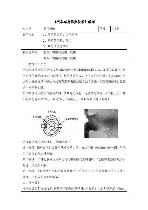 汽车钣金喷涂技术 空气喷枪-教案