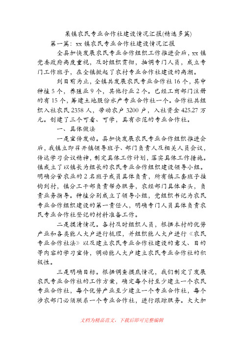 某镇农民专业合作社建设情况汇报(精选多篇)(精品范文).doc