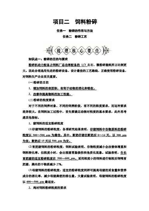 畜禽营养与饲料加工技术 模块5饲料加工工艺基础知识 项目2饲料粉碎