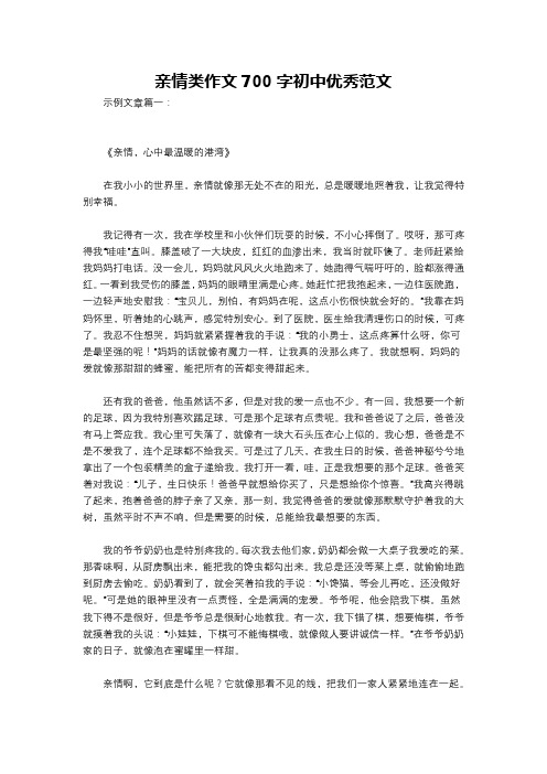 亲情类作文700字初中优秀范文