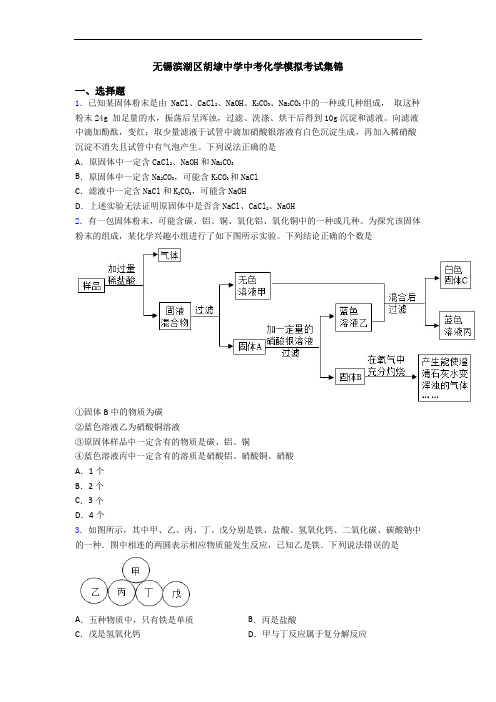 无锡滨湖区胡埭中学中考化学模拟考试集锦