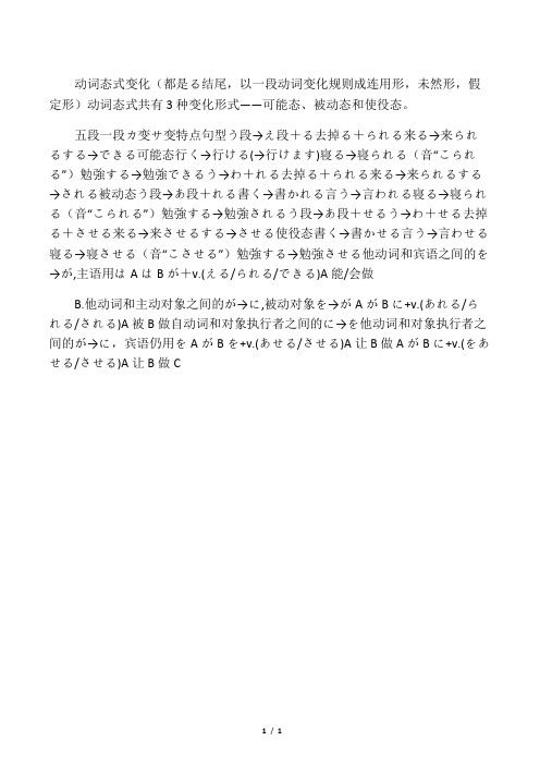 日语动词态式变化(可能态,被动态,使役态的区别)