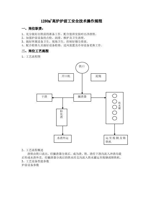 1280m3高炉炉前工安全技术操作规程