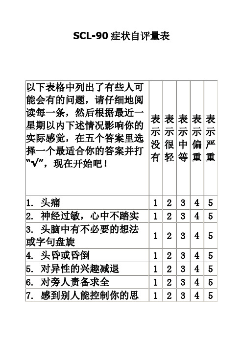 SCL-90心理量表