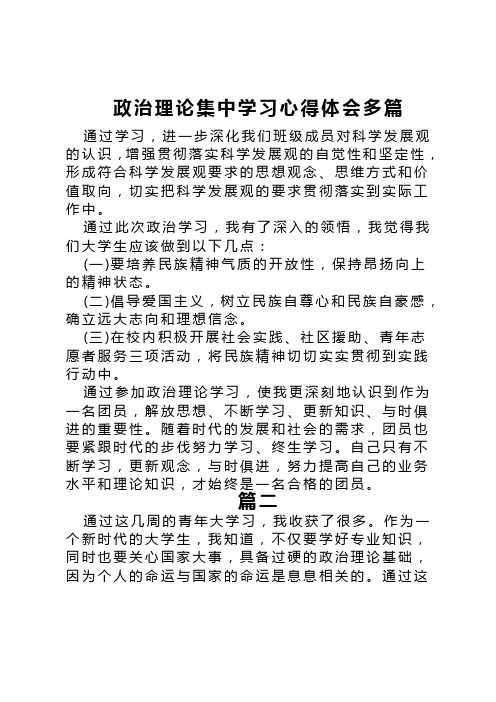 政治理论集中学习心得体会多篇