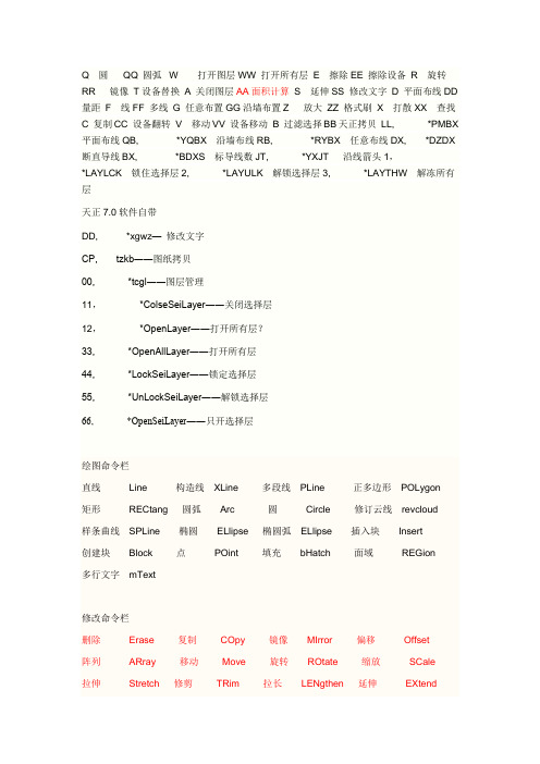 最新最常用CAD及天正电气快捷键