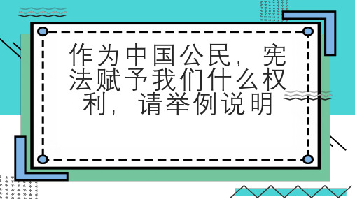 作为中国公民宪法赋予我们什么权利请举例说明