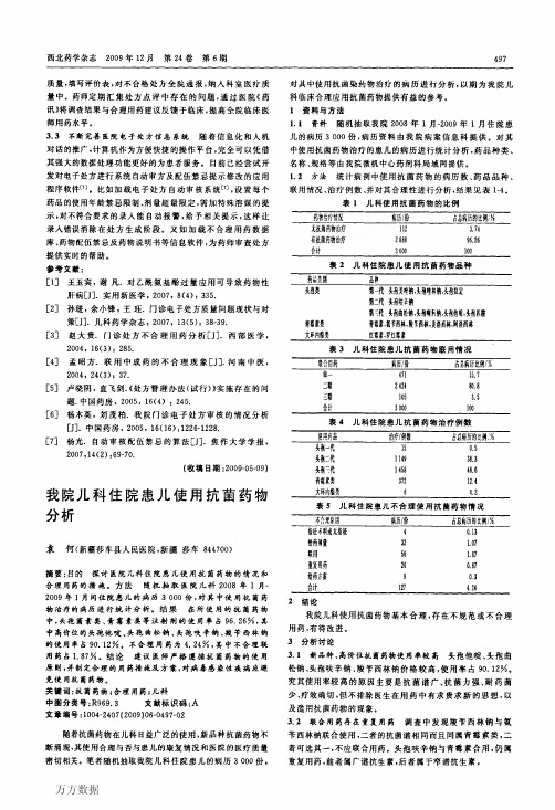 我院儿科住院患儿使用抗菌药物分析