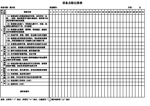 抛丸机设备点检记录表