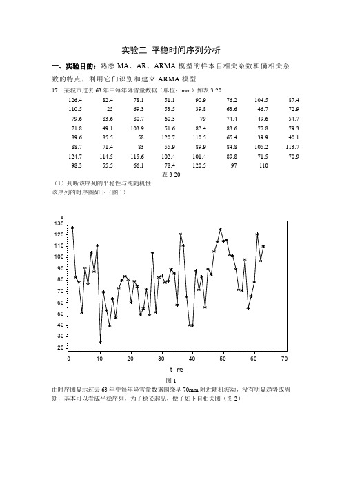 实验三平稳时间序列分析