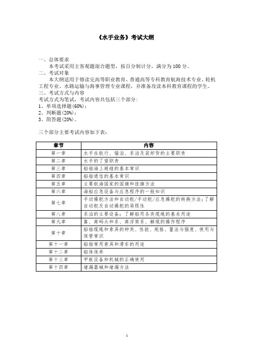 《水手业务》考试大纲