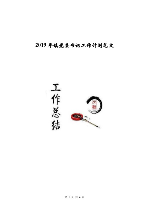 2019年镇党委书记工作计划范文