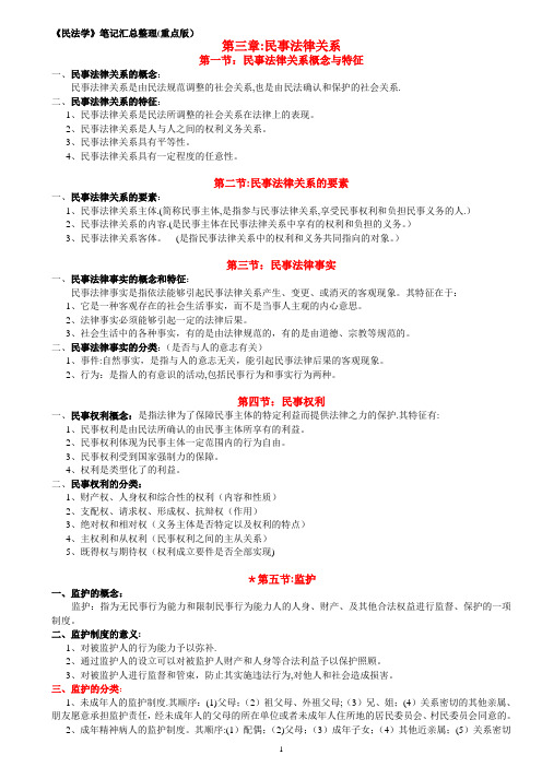 民法学笔记汇总整理(重点版)