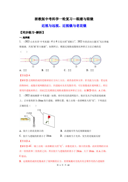 眼镜与眼睛(练习)(解析版)