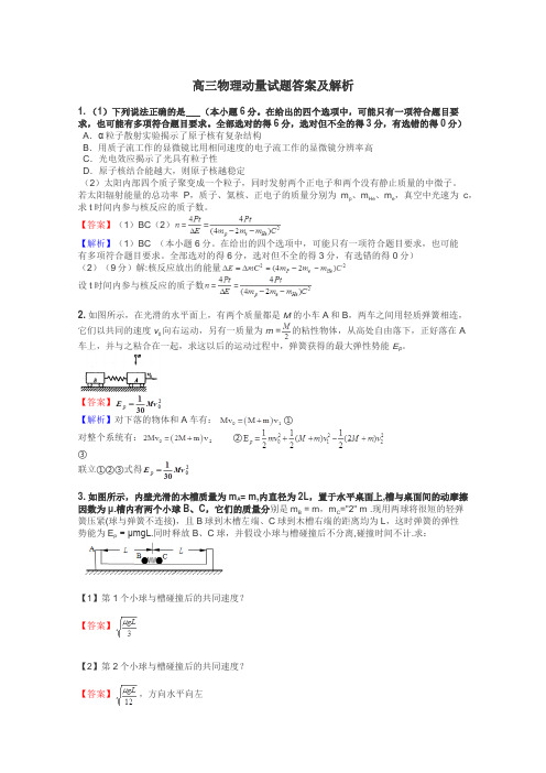 高三物理动量试题答案及解析
