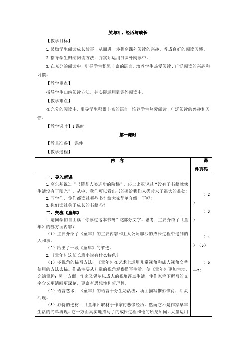 人教部编版六年级语文上册快乐读书吧四:笑与泪,经历与成长教案