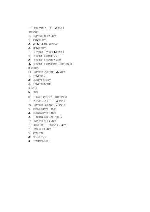 2015年新修订人教版2016年五年级下册数学教案及教学反思全册