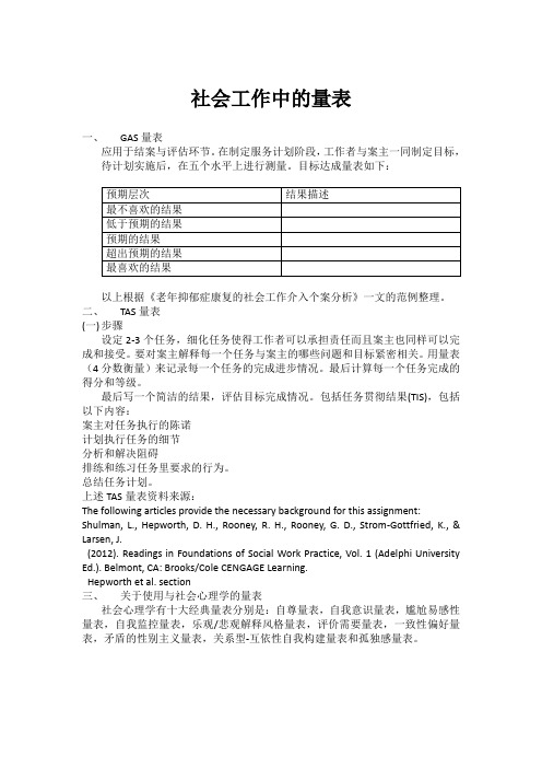 (完整版)社会工作中的量表