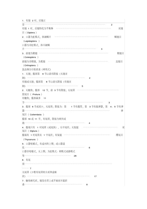 (完整版)昆虫纲分目检索表双项式