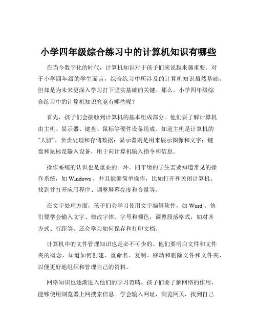 小学四年级综合练习中的计算机知识有哪些