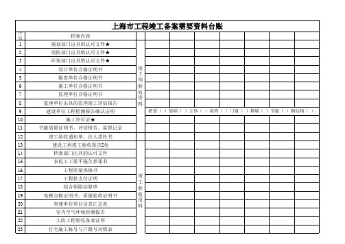 上海市竣工备案及竣工验收资料明细