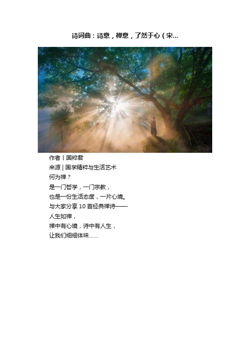 诗词曲：诗意，禅意，了然于心（宋...