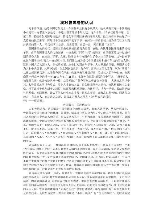 我对曾国潘的认识