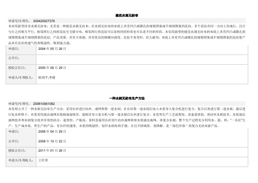 无纺布相关专利和解释