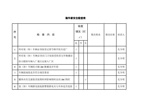 装车前后安全检查记录