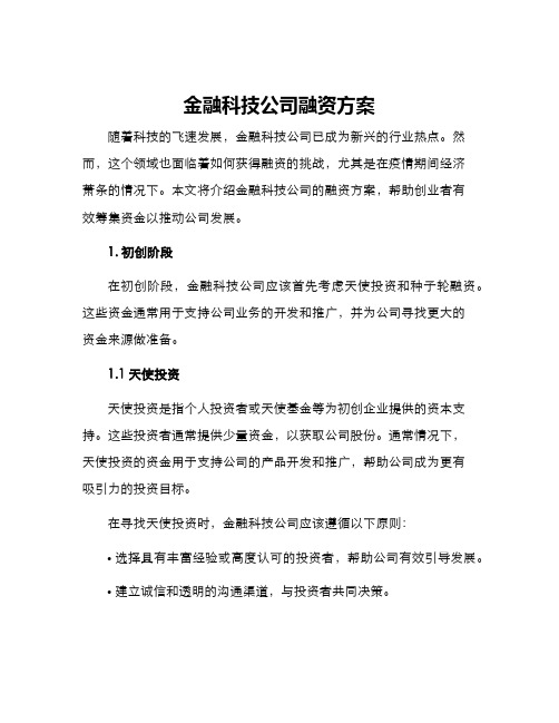 金融科技公司融资方案