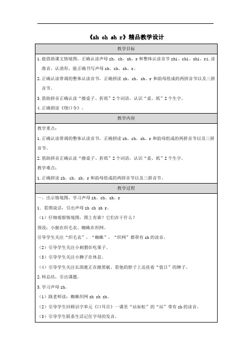 小学语文《zh ch sh r》精品教案