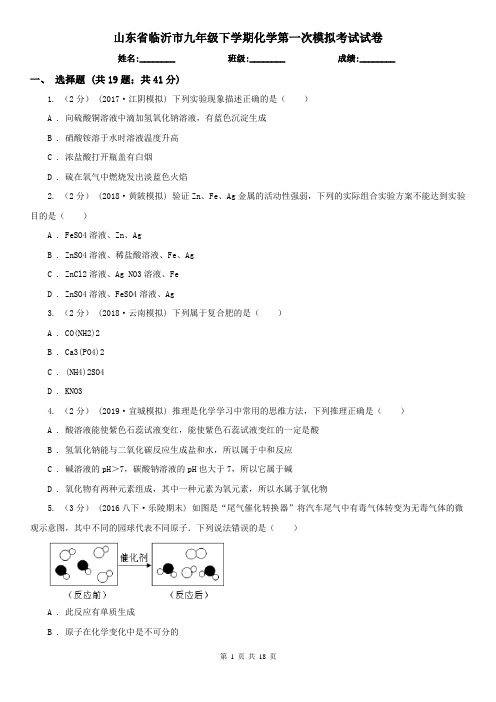 山东省临沂市九年级下学期化学第一次模拟考试试卷