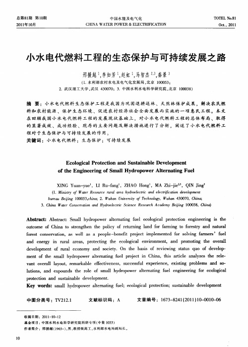 小水电代燃料工程的生态保护与可持续发展之路