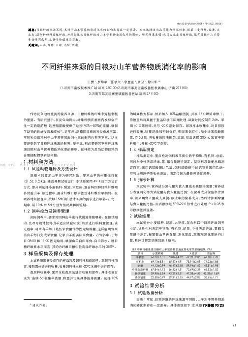 不同纤维来源的日粮对山羊营养物质消化率的影响