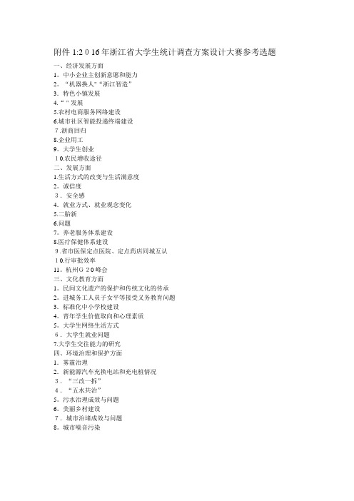 XXXX省大学生统计调查方案设计大赛参考选题.doc