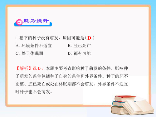 冀少版生物八年级上册_《种子萌发的条件》例题解析