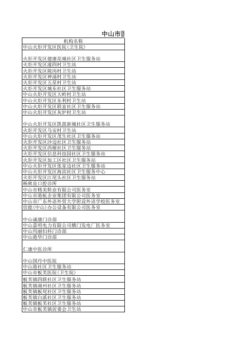 中山市医疗机构名录