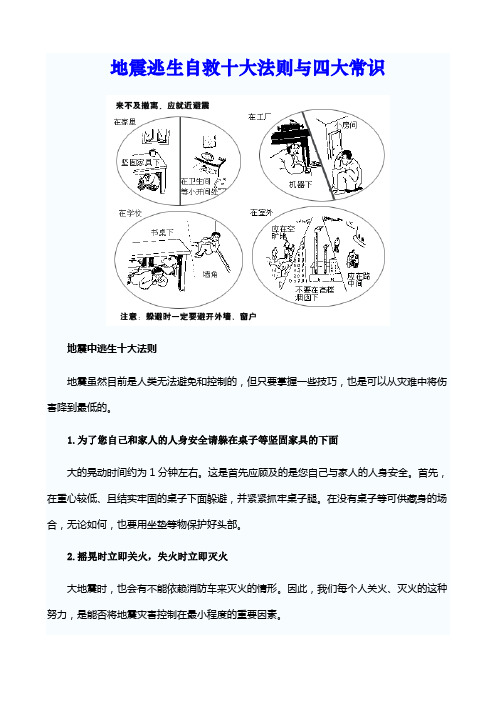 地震逃生自救常识