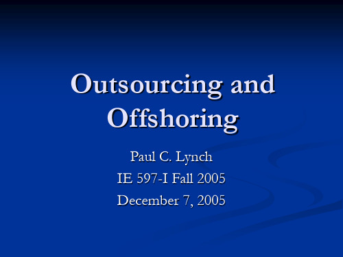 Outsourcing and Offshoring