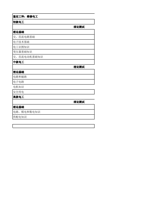 2019维修电工技师、高级技师考核大纲