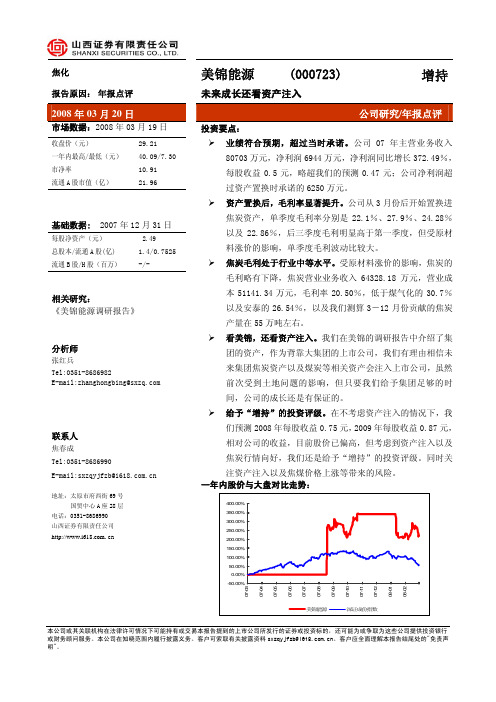 美锦能源(000723)增持