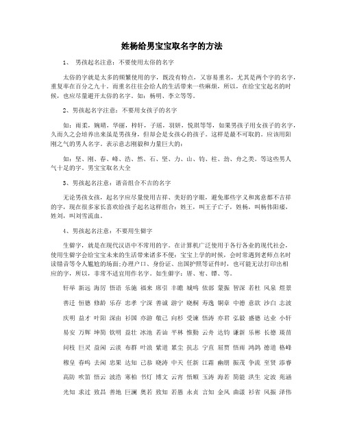 姓杨给男宝宝取名字的方法