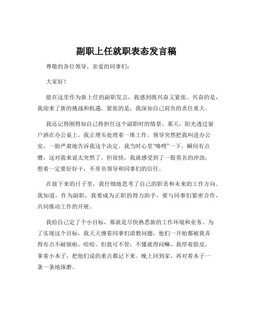 副职上任就职表态发言稿