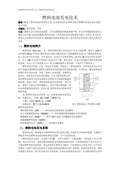 燃料电池的发电技术