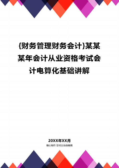 {财务管理财务会计}某某某年会计从业资格考试会计电算化基础讲解