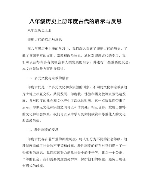 八年级历史上册印度古代的启示与反思