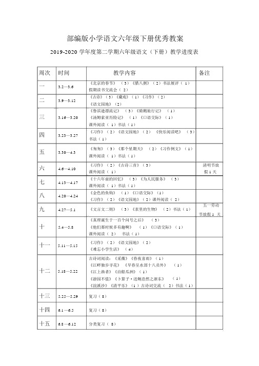 2020年部编版小学语文六年级下册优秀教案全册