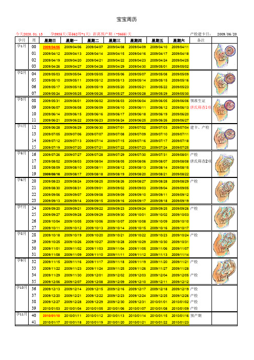 怀孕指南-预产期跟踪表